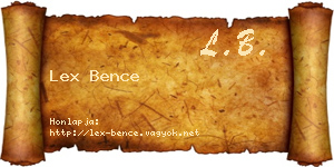 Lex Bence névjegykártya